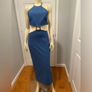 Zara beautiful Blue Cut-Out Halter Dress/ Size Medium